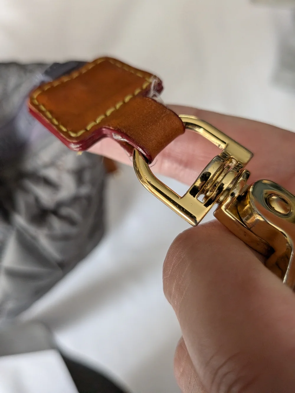 MZ Wallace Quilted Crossbody Satchel in Gray with Gold Hardware - Picture 4 of 10